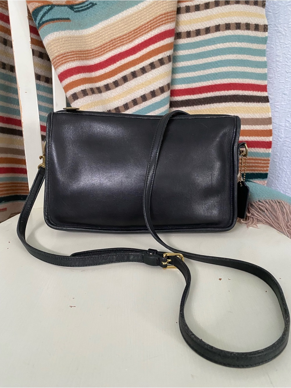 Coach Vintage Basic Bag Black Leather Basic Clutch Crossbody Bag 9455